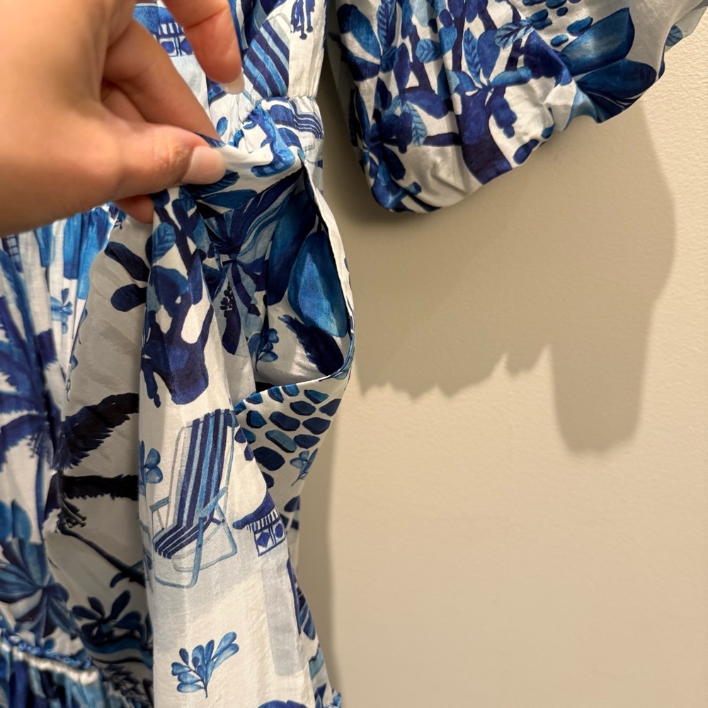 NWT- Farm Rio Sweet Rio Mini Dress Blue and White Size XXS - Picture 3 of 10